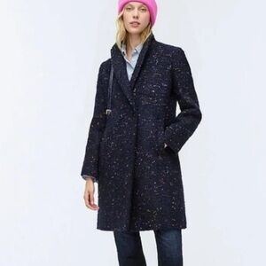 J. Crew Italian Navy Nalya Tweed Speckled Coat sz 6